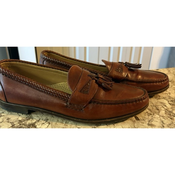 Allen Edmonds Maxfield Mens 14 AA Tassel Loafers Brown Leather Dress Shoes USA - Picture 1 of 13